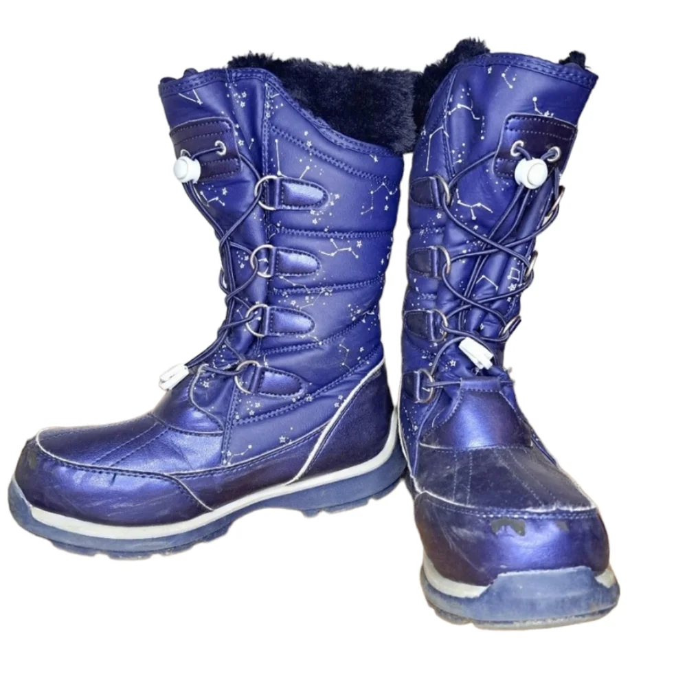 Lands' End Blue Winter Snow Boots Stars Size 3